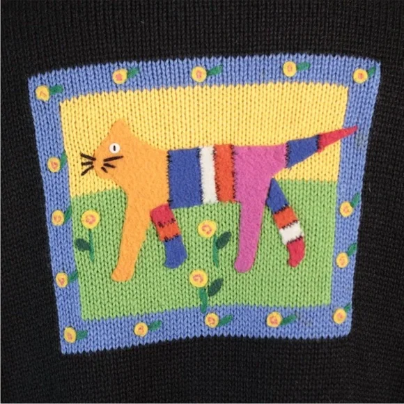 Cat Women's Sweater Cardigan Y2K Vintage - Picture 5 of 12